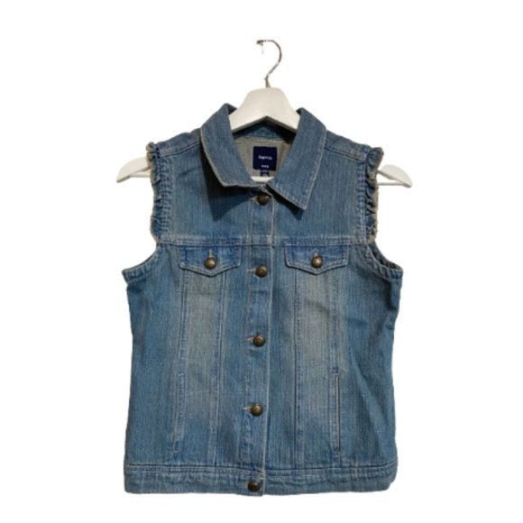 Gap Kids Vintage Light Denim Vest with Gold Detailed Buttons Size XXL - Picture 1 of 7